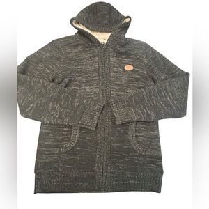 Buffalo David Bitton Men’s Sherpa Lined Marbled Gray Zip Cardigan L Acrylic Cott